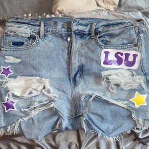 LSU customized jean shorts